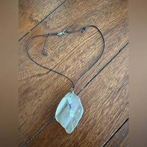 Sea Glass Pendant Necklace with Purple Accents